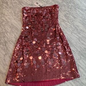 ✨ Stunning Dark Pink Sequin Strapless Mini Dress – NWT
